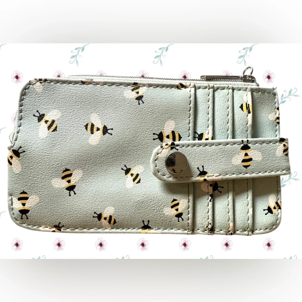Light Blue Bumble Bee Print Card Holder
